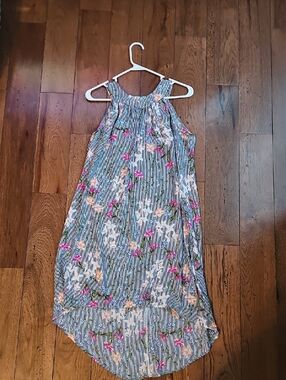 Maurices Blue & Pink Striped Floral Maxi Dress